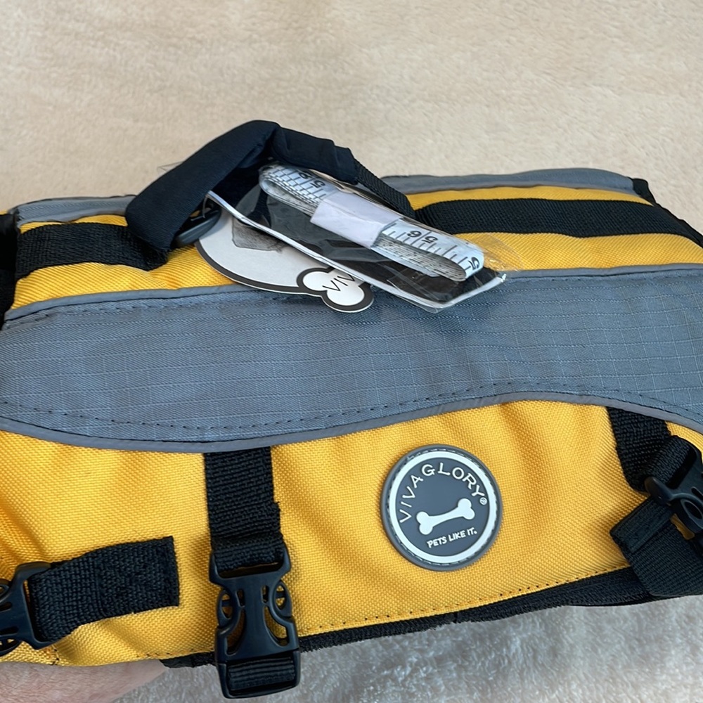 ๐HP๐ VIVAGLORY Dog Life Jacket Extra Padding Pet Safety Vest Yellow/Gray Sz S - Picture 6 of 12